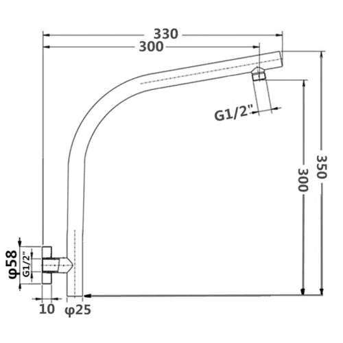 Round Brushed Nickel Goose-neck Wall Mounted Shower Arm