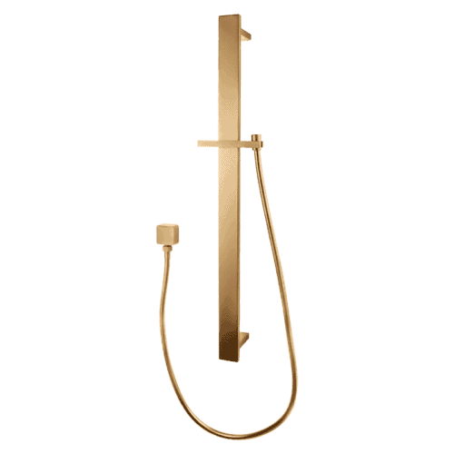 Square Brushed Brass Sliding Shower Rail without handheld Shower (PVC Hose)