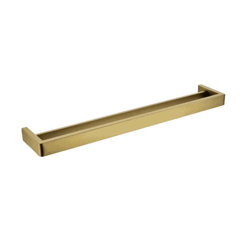 IVANO Series Square Brushed Yellow Gold Double Towel Rail 600mm