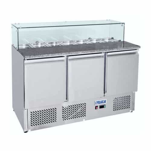 Saladette - Pizza assembly worktop with sneezeguard