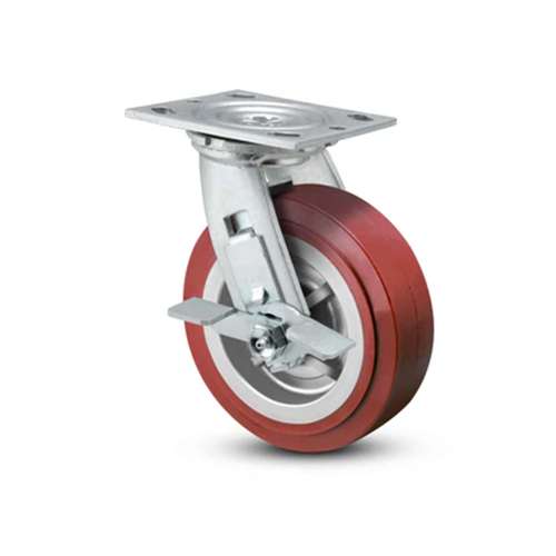 Rodaja giratoria de rueda poliuretano de freno lateral industrial 4″ 5" 6" 8"