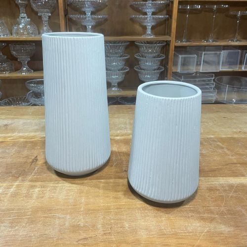 VASO CERAMICA CINZA CLARO RISCADO