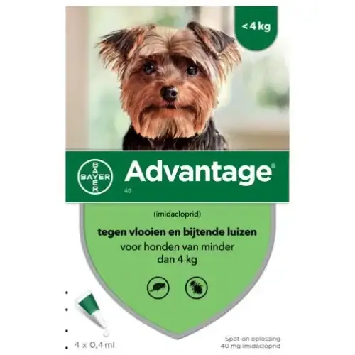 Advantage 40 Hond tot 4 kg 4 x 0,4 ml pipetten