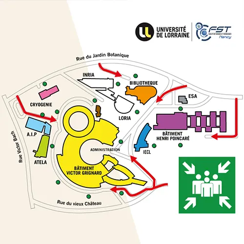 Plan des points de rassemblement du campus sciences