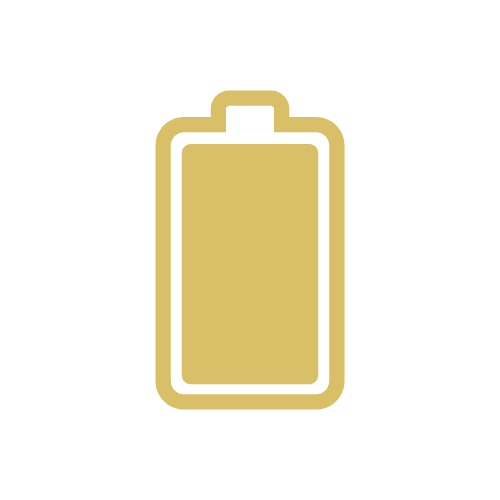 Goldenes Batteriesymbol mit Ladeanzeige.