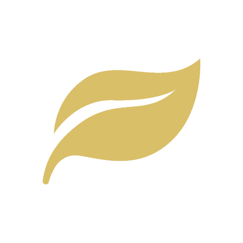 Blatt-Symbol in Gold auf transparentem Hintergrund.