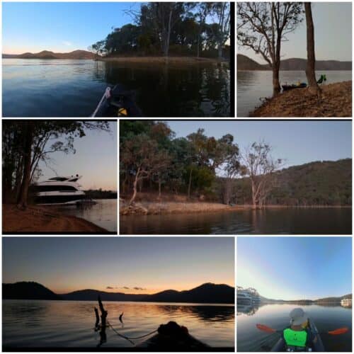 Kayaking on Lake Eildon, Free camping and sleeping under the stars.