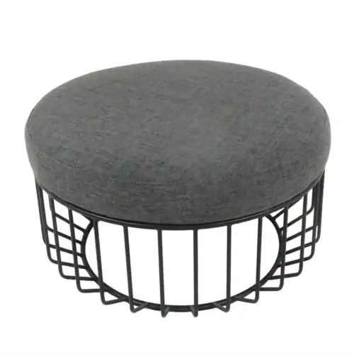 METAL AND FABRIC COCKTAIL OTTOMAN