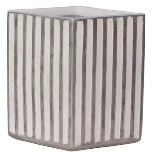 POLYRESIN VASE  STRIPES WHITE