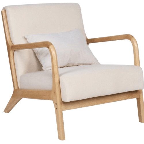 BUTACA TOKIO MICROFIBRA BEIGE / MADERA
