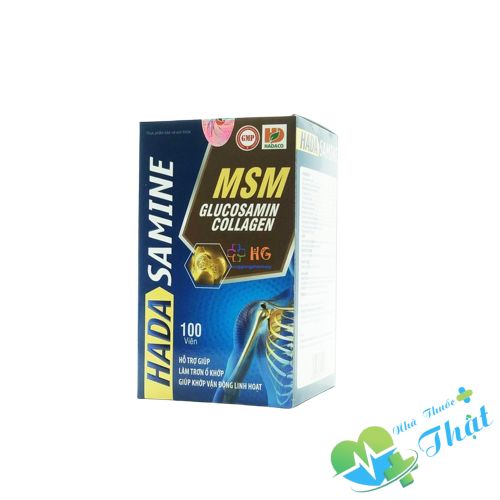 Hadasamine Hộp 100 Viên - Bổ sung Glucosamin, Canxi, Vitamin D3