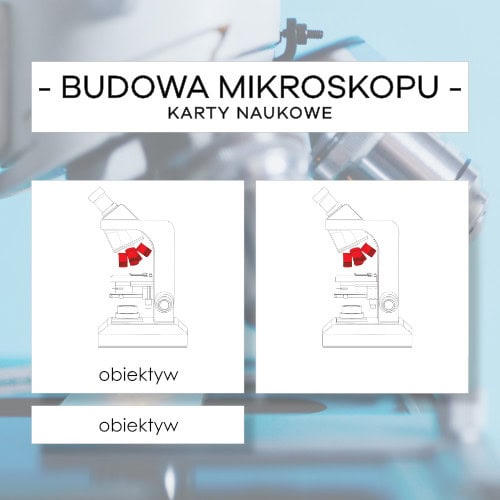 Budowa mikroskopu - karty naukowe 12 szt.