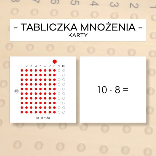 Tabliczka mnożenia - karty do drewnianej tablicy do mnożenia