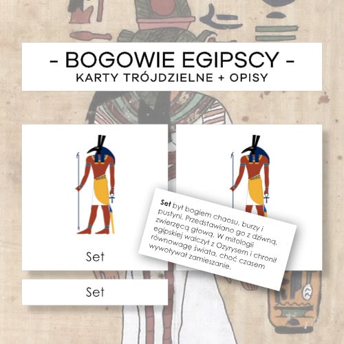 Bogowie egipscy - karty trójdzielne 32 szt.