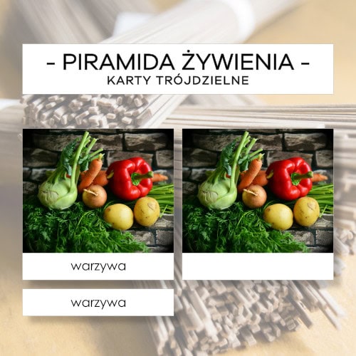 Piramida żywienia - karty trójdzielne 19 szt.