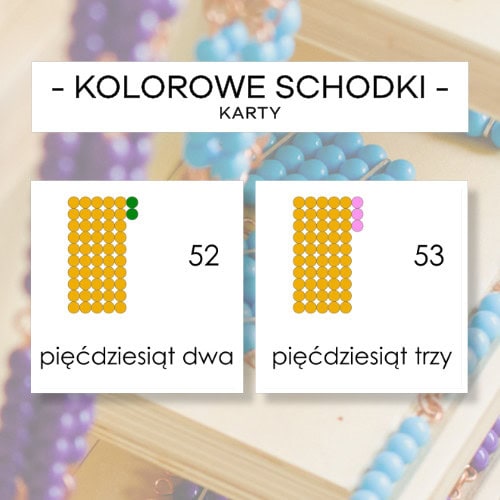 Kolorowe schodki liczby 1-100 - karty
