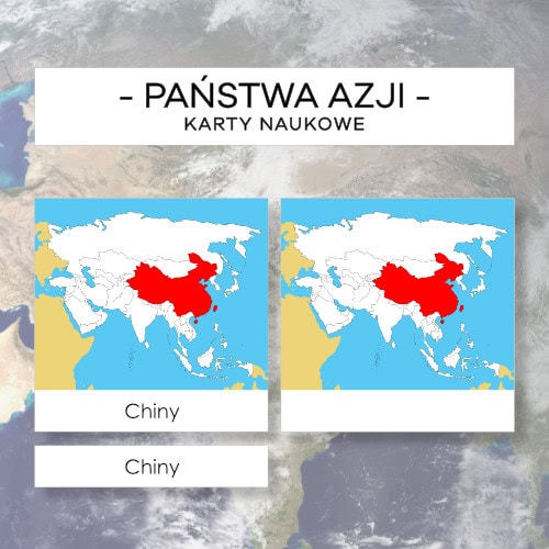Mapy Państw Azji - karty naukowe 48 szt.