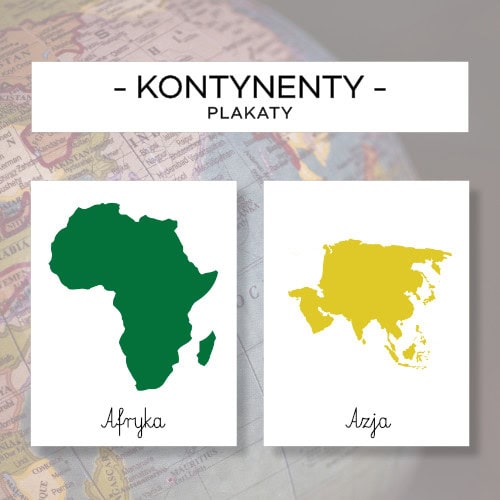 Kontynenty - plakaty - czcionka mała i pisana - obrazek 2