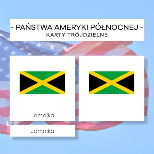 Flagi Państw Ameryki Północnej - karty trójdzielne 22 szt.