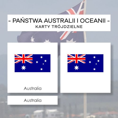 Flagi Państw Australii i Oceanii - karty trójdzielne 14 szt.