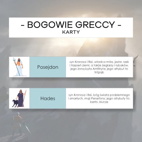 Bogowie greccy - karty