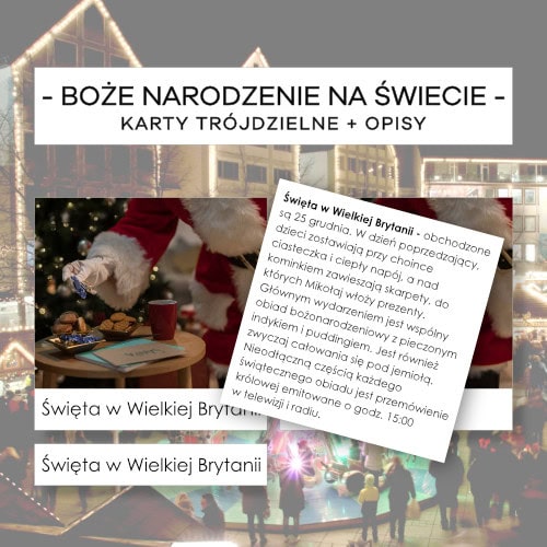 Boże Narodzenie na świecie - karty trójdzielne 10 szt. + opisy