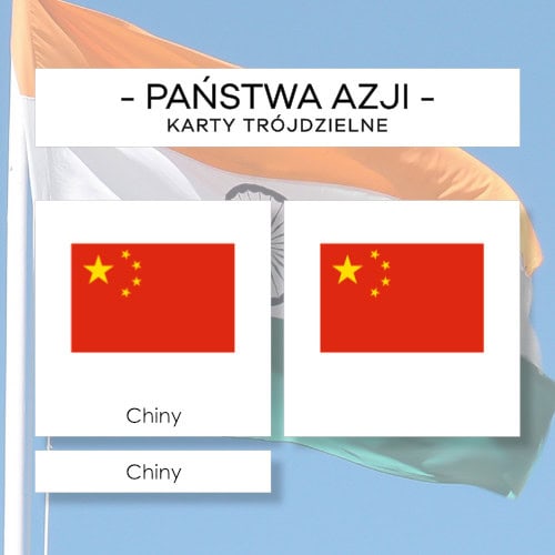 Flagi Państw Azji - karty trójdzielne 48 szt.