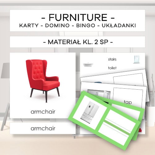 Furniture - karty, domino, bingo, układanki - materiał klasa 2