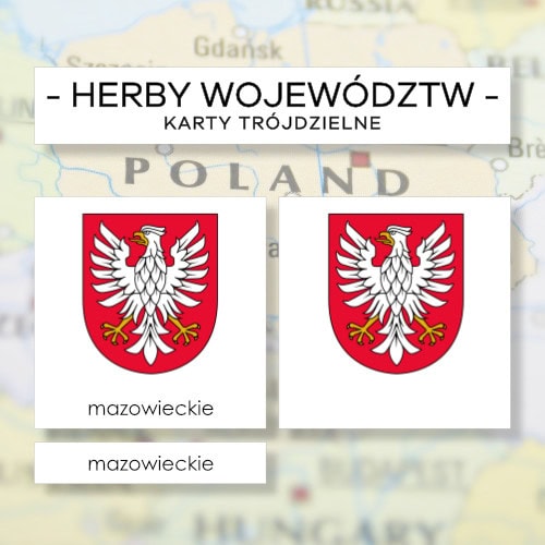 Polska - herby województw - karty trójdzielne 16 szt.