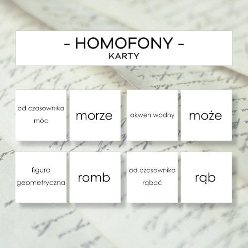 Homofony i homografy - karty 63 szt.
