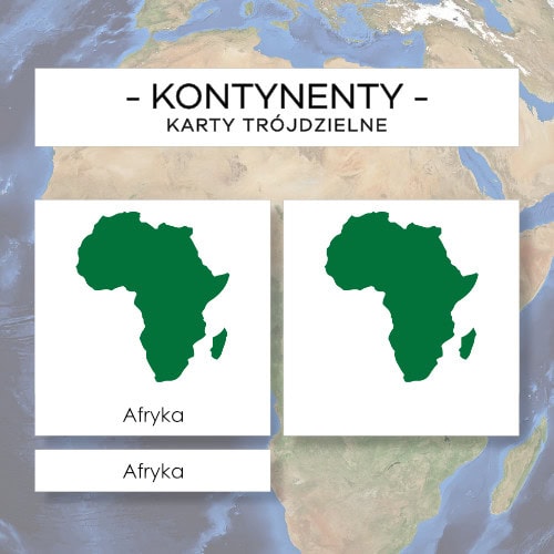 Kontynenty - karty trójdzielne 7 szt.