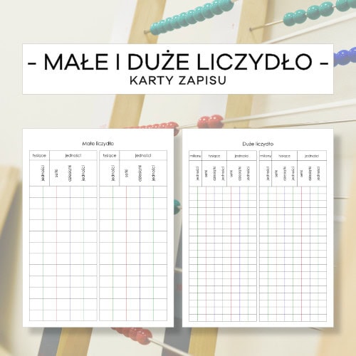 Małe i duże liczydło - karty zapisu
