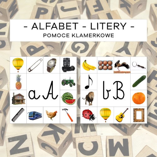 Alfabet - litery - pomoce klamerkowe