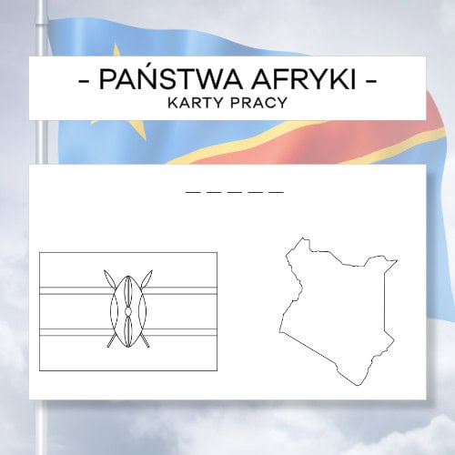 Flagi i Mapy Państw Afryki - karty pracy 55 szt.
