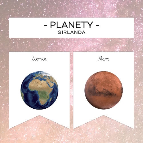 Planety - girlanda z podpisem