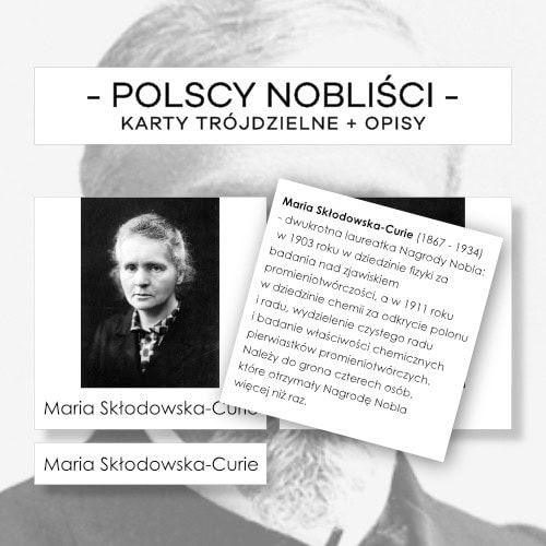 Polscy nobliści - karty trójdzielne 8 szt. + opisy