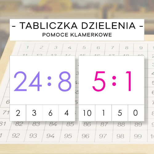 Tabliczka dzielenia - pomoce klamerkowe