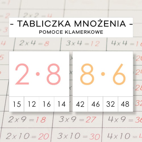 Tabliczka mnożenia - pomoce klamerkowe