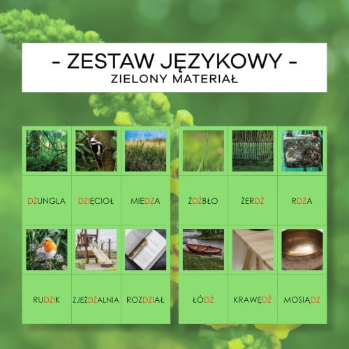Zielony Materiał Językowy 2 - dz, dzi, dż, dź - zestaw pisany, mały i wielki druk - obrazek 3