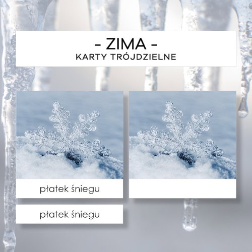 Zima - karty trójdzielne 10 szt.