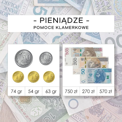 Pieniądze - pomoce klamerkowe