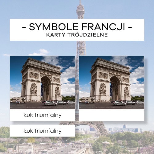 Francja- symbole - karty trójdzielne 20 szt.