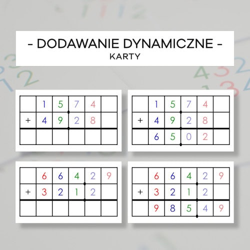Dodawanie dynamiczne ułamków - karty do gry w znaczki
