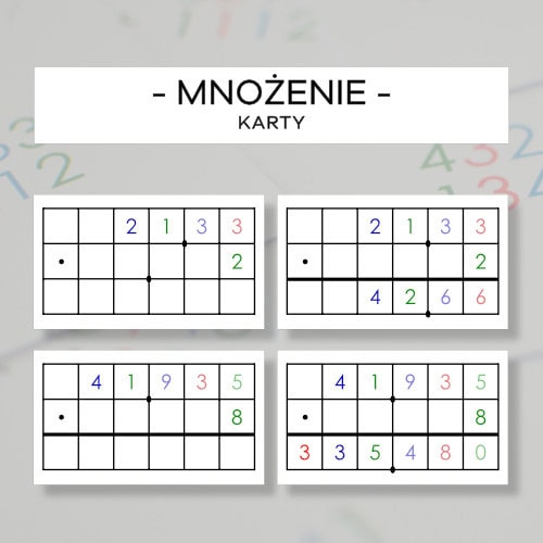 Mnożenie ułamków - karty do gry w znaczki