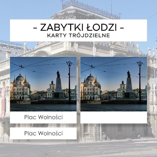 Zabytki Łodzi - karty trójdzielne 12 szt.
