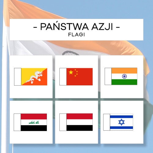 Flagi Państw Azji - do patyczków 48 szt.