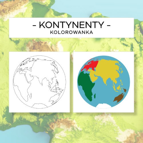 Kontynenty - karty do kolorowania