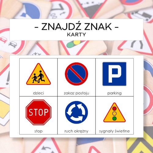 Znajdź znak drogowy - karty pracy