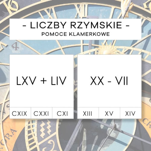 Liczby rzymskie - działania - pomoce klamerkowe