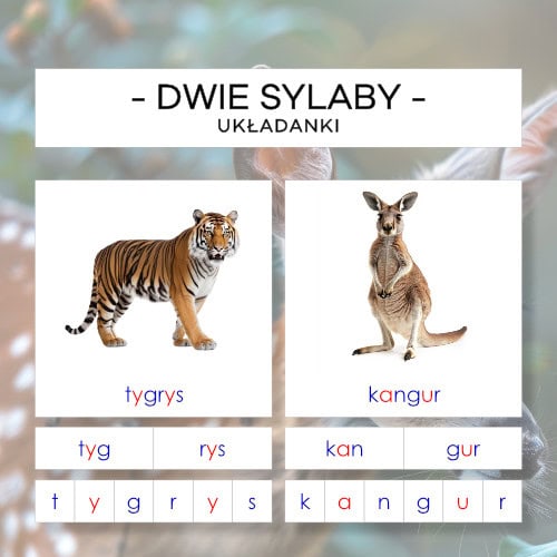 Dwie sylaby - zwierzęta - układanki
